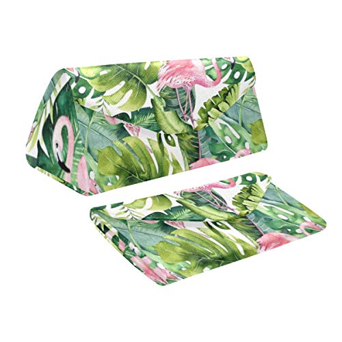 InterestPrint Flamingoa Palm Leaves Foldable Triangle Sunglasses Case Eyeglasses Holder Hard Shell
