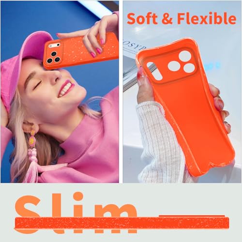 TURYXIA Compatible with iPhone 17 Pro Case Glitter, Cute Sparkly Bling Phone Case for Women Girls Girly, Neon Bright Color Slim Soft Phone Cover for iPhone 17 Pro, Orange - image 6