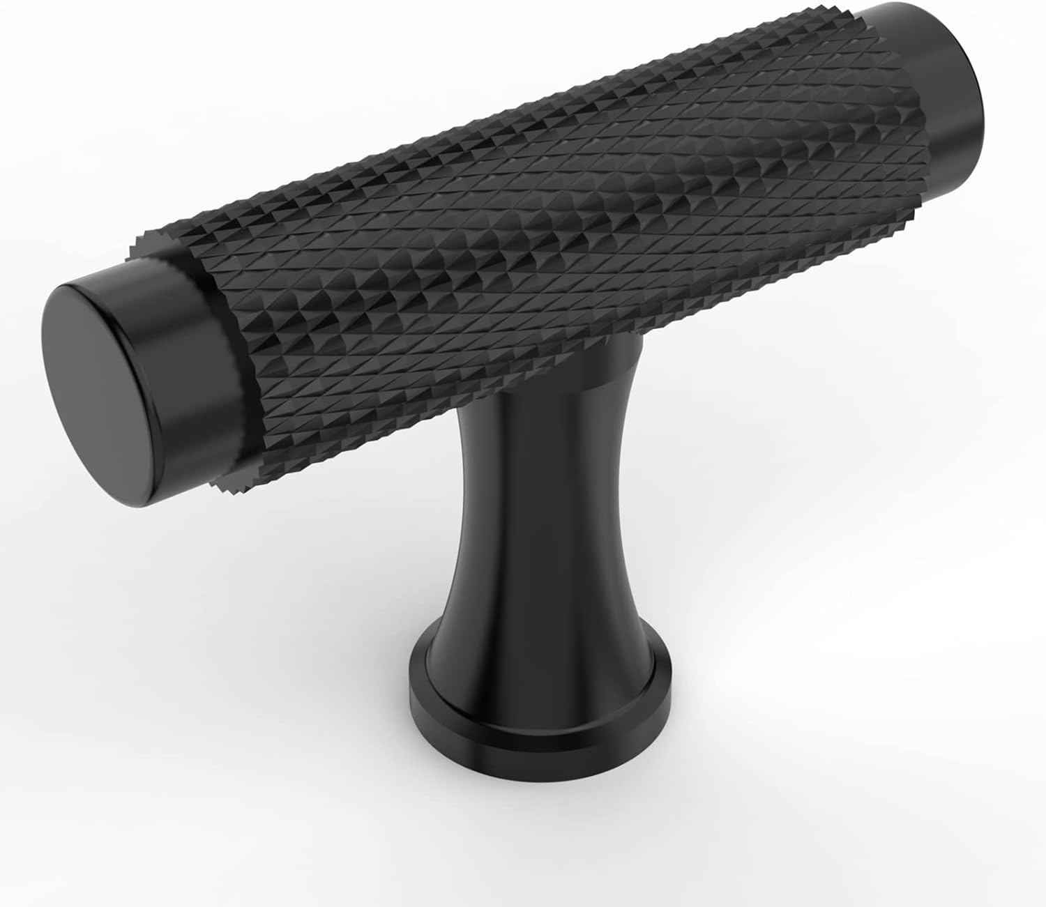 Asidrama 6 Pack Matte Black Kitchen Cabinet Knobs - Knurled Dresser Drawer Single Hole T Bar Pull Handles for Wardrobe Cupboard