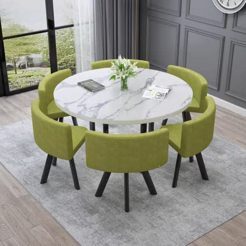 ダイニングテーブルセット6人用 だいにんぐテーブル セット6人 食卓テーブルセット 北欧ライト高級ラウンドダイニングテーブルと椅子の組み合わせモダンなミニマリストラウンドダイニングテーブルホーム小さなアパートラウンドテーブルダイニングテーブル6人用 (グリ