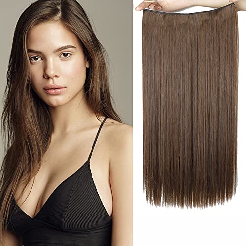 Extension cheveux humains raides sans clip Remy pour coiffure lisse marron chocolat foncé