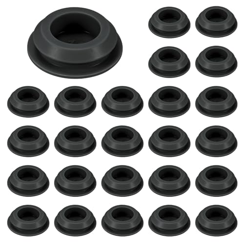 Image of M METERXITY 25-Packs Silicone Hole Plugs, Snap in Locking Hole Plugs for 15.5-17mm Hole, Round Hole Rubber Plug Kitchen Bulkheads Waterproof Sealing Plugs [Black]