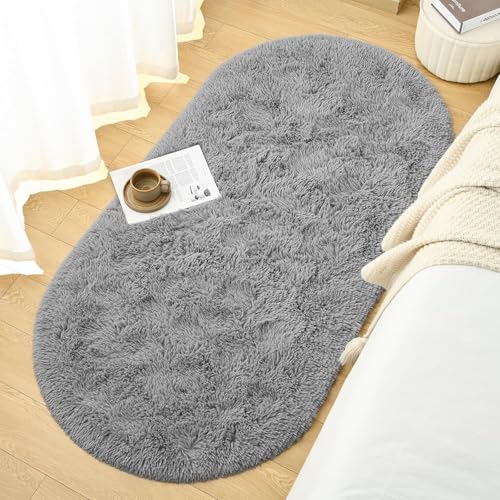 Image of Fluffy Silky Micro Fiber Polyster Carpet /Runner for Bedroom, Study Room, Playing Room, Guest Room ETC. 1.5x4 Feet, (Silver)