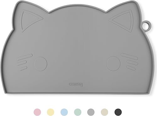 Miniatura 22 de Coomazy Tapete de comida para gatos, tapete de alimentación para perros más grueso para alimentos y agua, tapete de silicona antideslizante