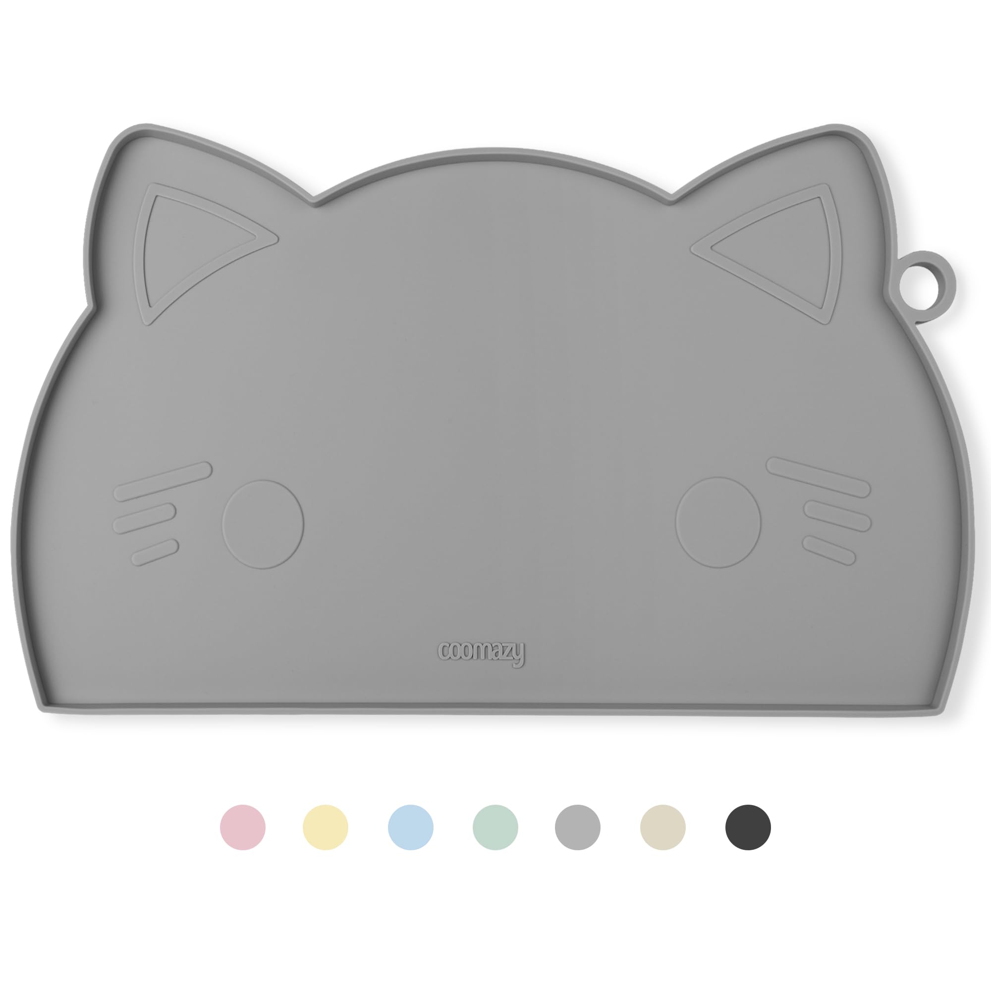 Coomazy Cat Food Mat Silicone Pet Feeding Mat for Dogs and Cats Non Slip Dog Bowl Mat for Food and Water Grey — image 1