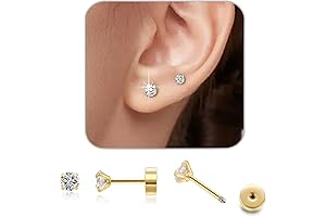 1Pairs 20 Gauge Flat Back Stud Earrings Set for Women