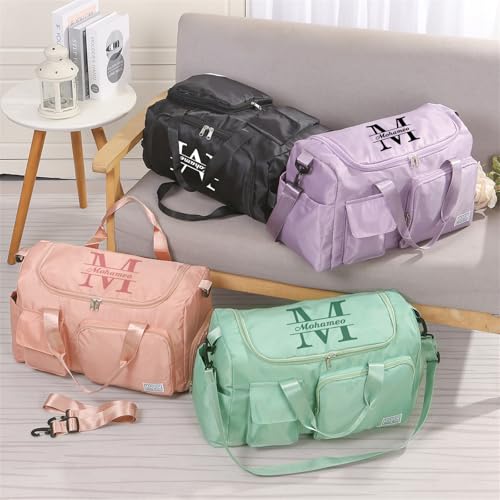 Gym Duffle Bag Personalized Travel Bag with Adjustable Shoulder Strap for Women Men Weekender Overnight Bag Sports Bag Carry On Bag (B-Black)4