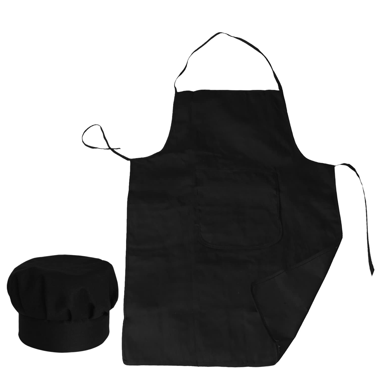 Kuber Industries Oil Stain Resistant Cooking Kitchen Apron & Cap for Men Women, Set of 2 (Black)-50KM01020