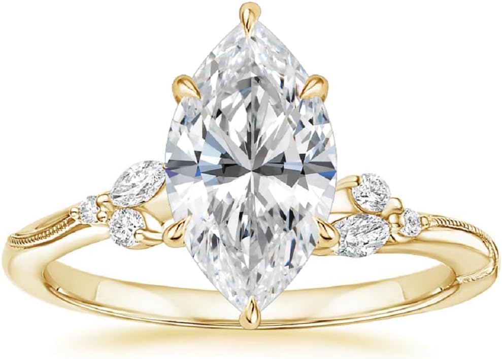 925 Silver/10K/14K/18K Solid Gold Solitaire Marquise Cut Moissanite Wedding Ring Set 2CT-4CT Bridal Engagement Gift