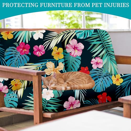 Image of 12 Pcs Stretch Patio Cushion Covers,Outdoor Couch Covers Replacement,Outdoor Couch & Sofa Slipcovers,for Patio Furniture Cushion Covers,Washable Reusable Furniture Protector (Summer Night ,Cover Only)