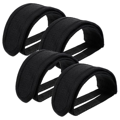 2 Pair Bike Toe Clips Strap, Bicycle Pedal Straps, Black Bicycle Feet Straps for Fixed Gear Bike Pedals and Cleats Parts