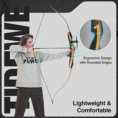 Tidewe Recurve Bow And Arrow Set For Adult & Youth Beginner, Wooden Takedown Recurve Bow 62" Right Handed With Ergonomic Design For Outdoor Training Practice (45Lbs) #TOP2