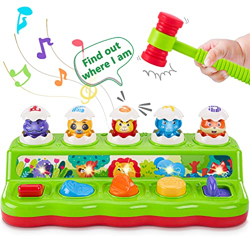 Image of WOWOHAGE 1 Year Old Toys for Boys Girls Birthday Gift, Cause and Effect Animal Pop Up Toy with Music and Light for Toddlers 1-3, Preschool Learning Educational Toys Gifts for Babies 12 Months