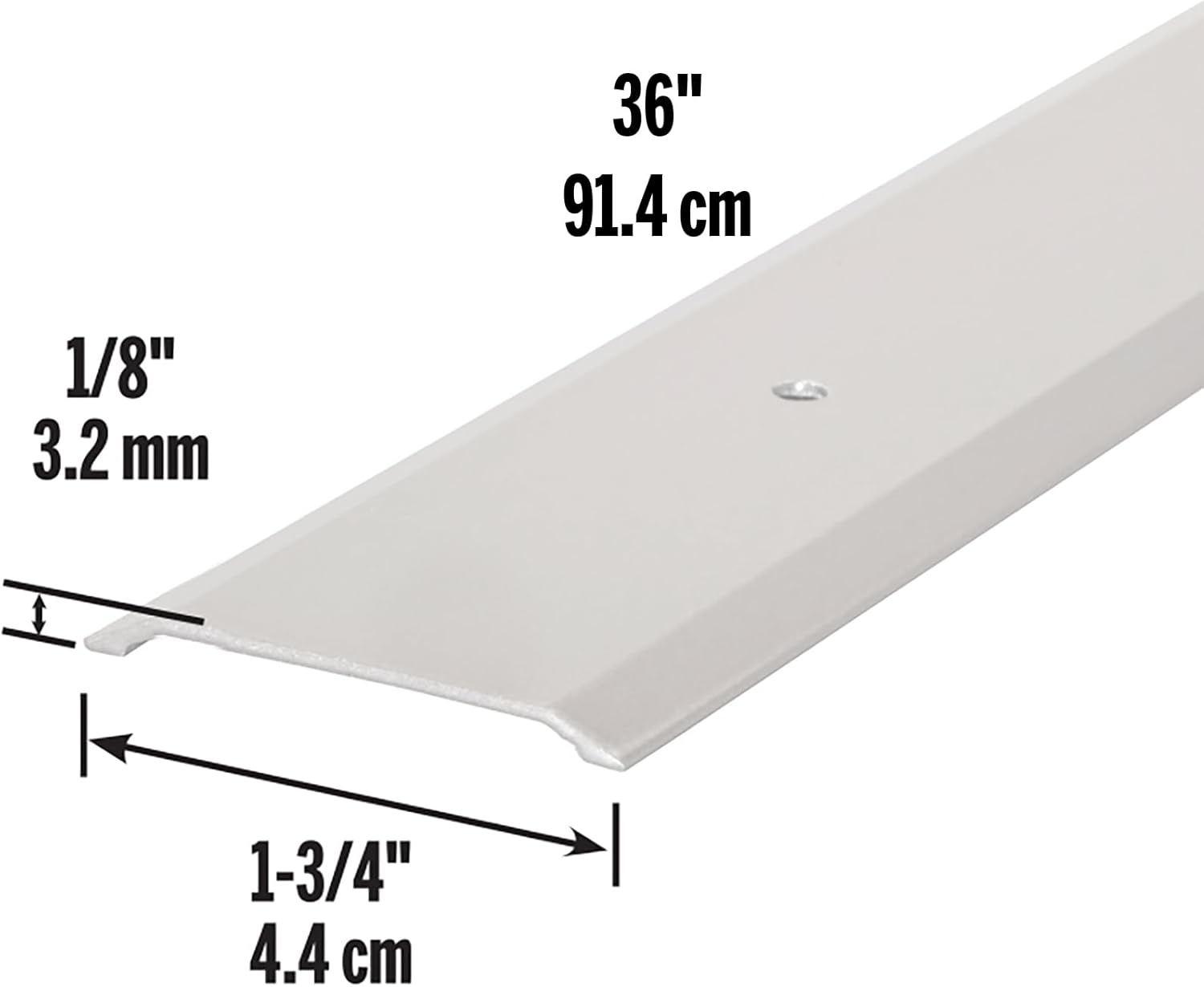 M-D Building Products 11056 1-3/4 in. x 1/8 in. x 36 in. Silver Aluminum Flat-Profile Threshold for Interior Doorways 36" L x 1-3/4" W x 1/8" H Silver