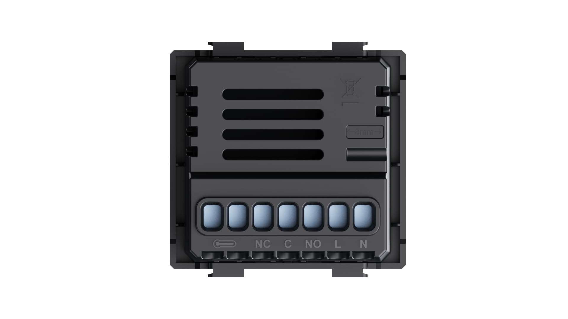 termostato da incasso modulo programmabile 2P 240V display touch retroilluminato colore bianco compatibile su supporti Bticino Matix