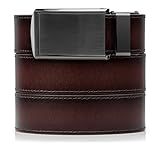 SlideBelts Full Grain Leather Belt (Mahogany with Gunmetal Buckle, Up to 44')