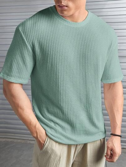 Image of Imsa Moda Mens Solid Dotted Unique Design Oversized Tshirt for Men - Round Neck Loose Fit Drop Shoulder Mens T-Shirt