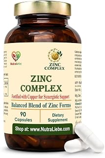 Zinc Complex with Copper High Absorption Zinc Gluconate, Methionine & Picolinate Balanced Mineral Support for Immune Health, Skin, Hair & Cellular Function 90 Vegetarian Capsules
