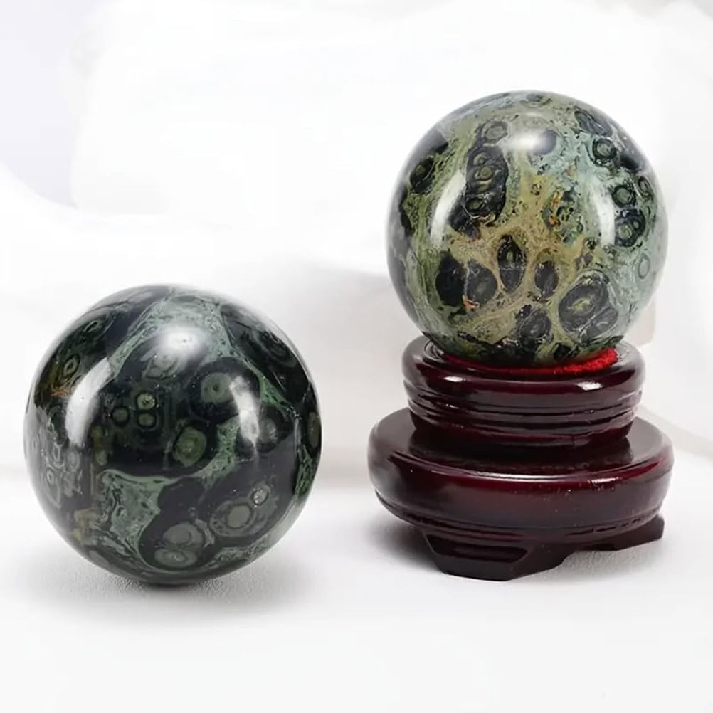 Sfera di Pietra di Gemma cristallina di Malachite Naturale con Supporto Palla di Cristalli di guarigione di Reiki per Decorazioni, Reiki, Meditazione, divinazione,90~100mm