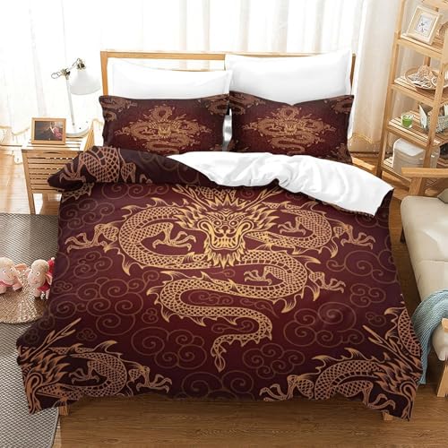 Housse de couette dragon 3D en microfibre premium hypoallergénique - 3