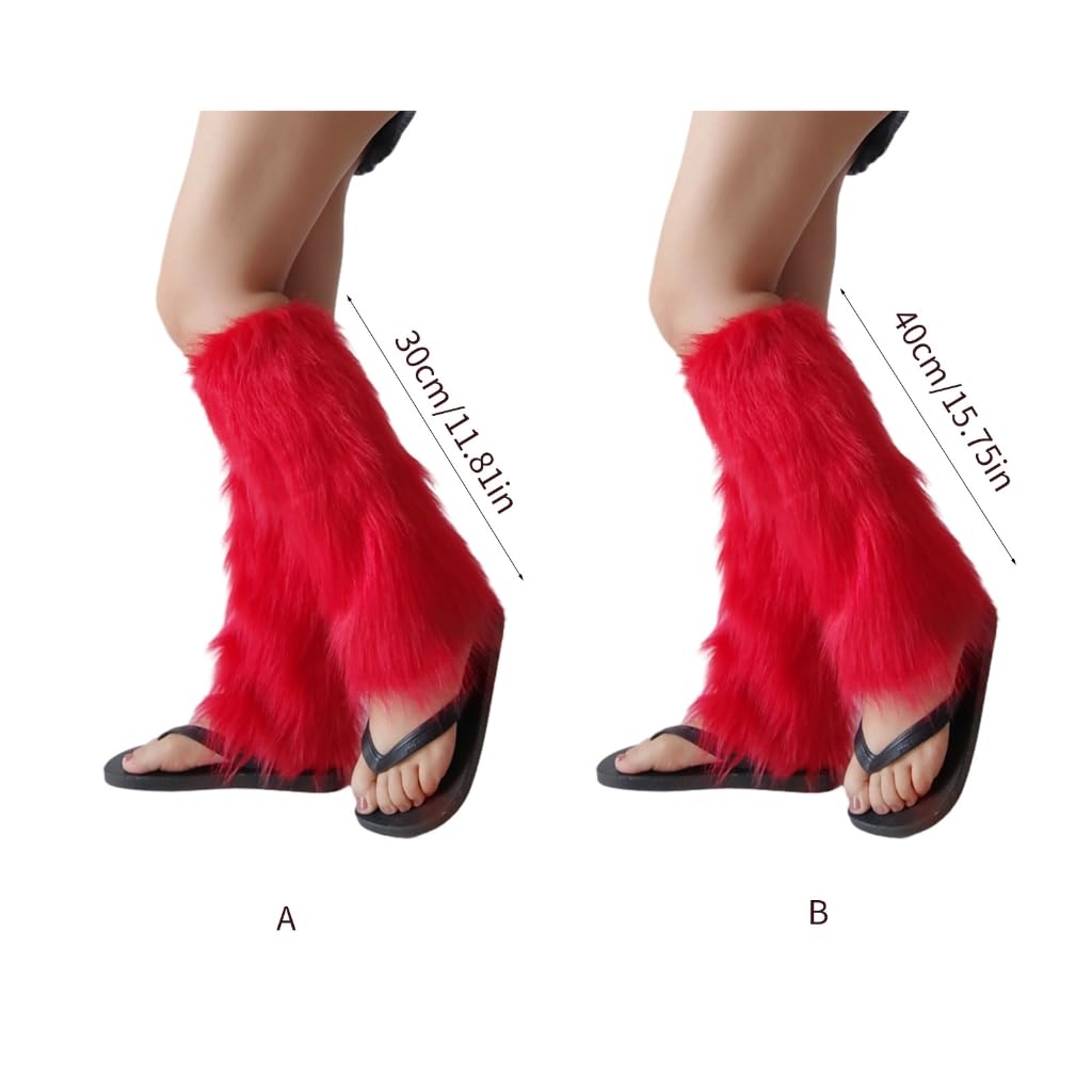 Women Furs Leg Warmer Winter Furry Long Boot Cuffs Fuzzy Party Costume for Holiday Festival Performances Play