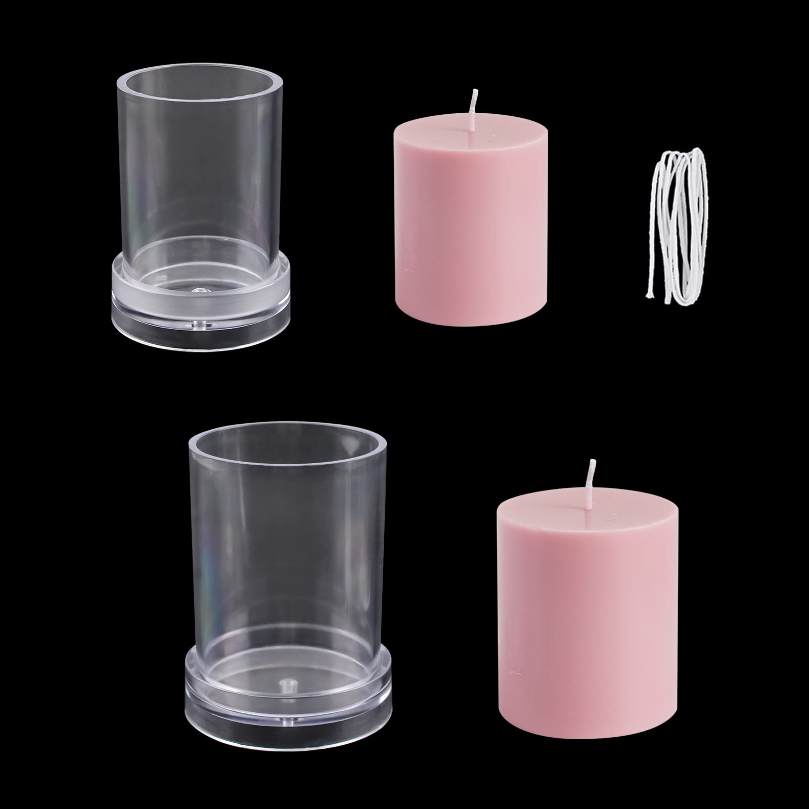 Candle Molds, 2 Pcs Plastic Pillar Candlestick Mold with Candle Wick Cylinder Candle Mold for Church Home Decor