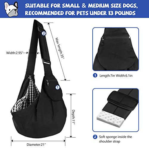 AOTWAN Puppy Sling Dog Carriers for Small Dogs with Adjustable Shoulder Strap and Pocket Puppy Carrier Waterproof Dog Carry Sling for Walking Subway Travel(Black) - Image 4
