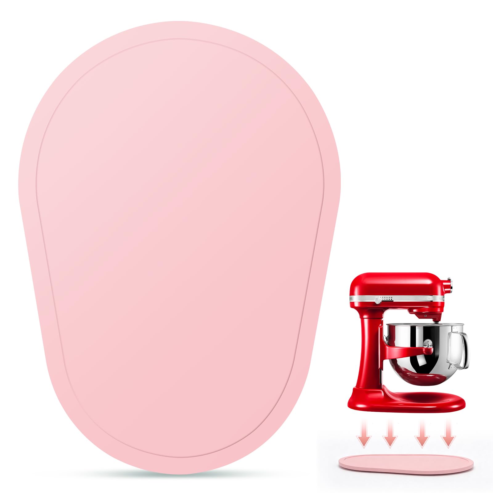 Mixer Slider Compatible with 5.5-8 QT Kitchen Aid Stand Mixers, Kitchen Countertop Storage Mover Sliding Caddy Mixer Slider Mat for Kitchen Aid Stand Mixer Accessories Attachment (Pink)