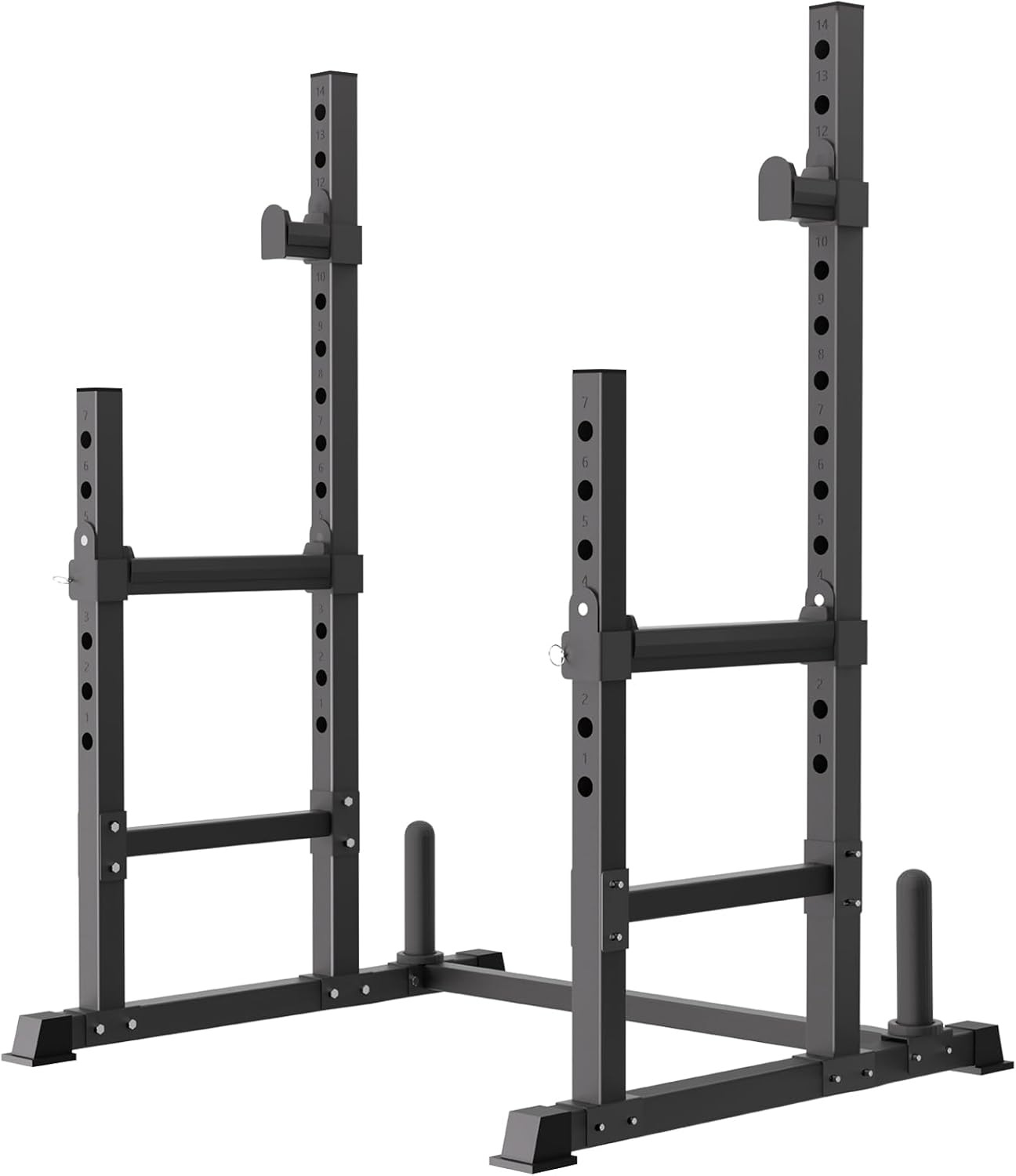 VivZen Adjustable Squat Stand & Bench Press Rack – Multi-Function Barbell Station with Spotter Arms & Weight Plate Storage – 600LBS Heavy Duty Home Gym Equipment (34"-57" Height)