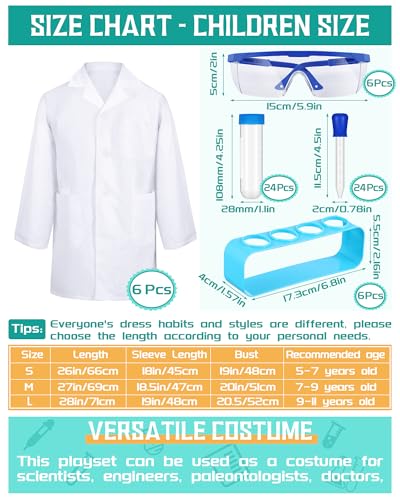 Set de 6 disfraces de bata de laboratorio para niños blancos miniatura 2