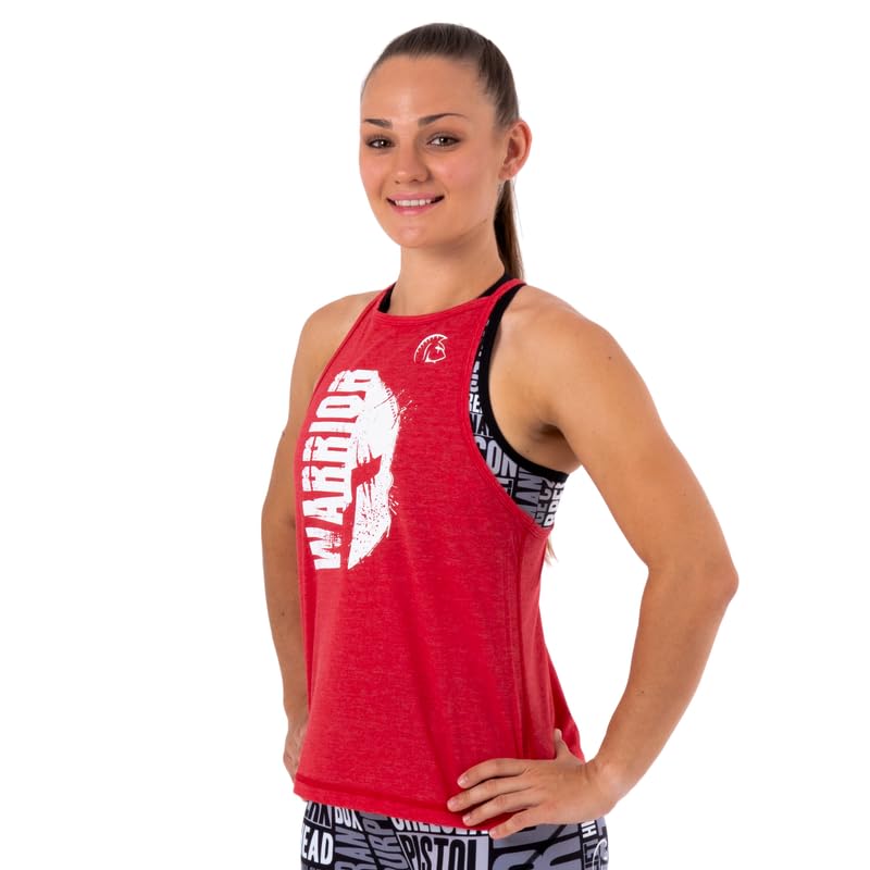 Camiseta sin Mangas Mujer Ecoactive Halter Spartan Red, Camiseta Deportiva, Tirante Fino, Espalda en Y, Tejido Exclusivo Ecoactive con Poliéster Reciclado y Algodón