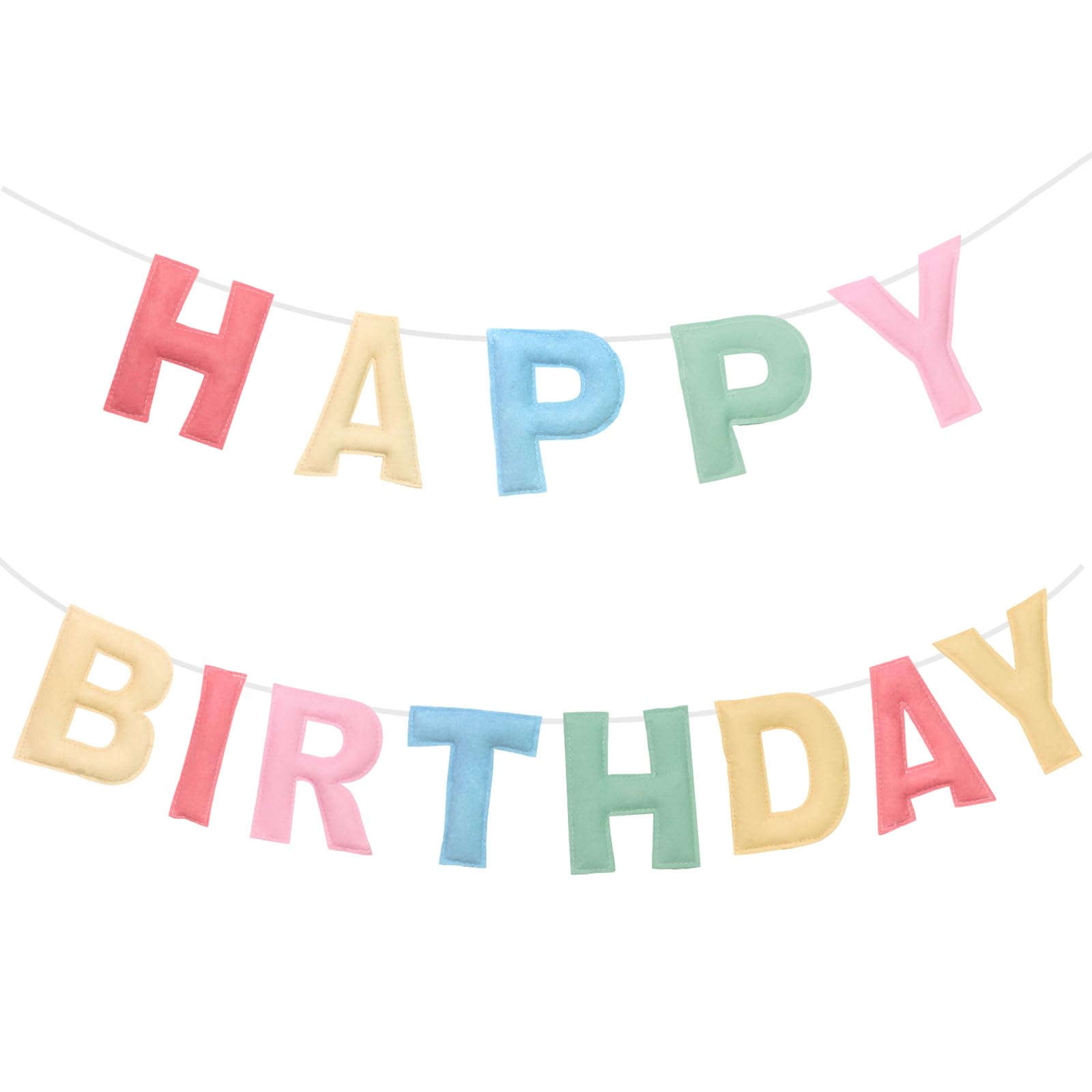 Felt Happy Birthday Garland Rainbow Banner Reusable 3D Felt Happy Birthday Banner Sign Party Supplies Decorations for Birthday Party Decor, Photo Prop