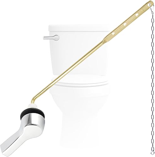 Hygie Rinse Manija de inodoro de metal de repuesto para manija de inodoro, mango universal para inodoro de montaje frontal con cadenas de acero