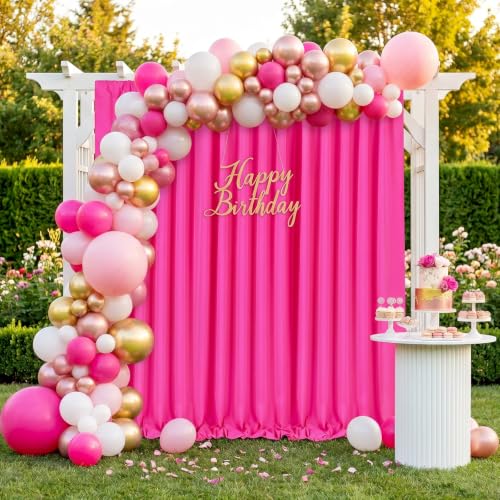 Image of SoarDream Polyester Fuchsia Backdrop Curtains - 5ft x 10ft 4 Panels Stunning Backdrop for Weddings Parties Photography Fun Modern Style