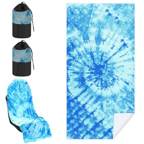 Image of Hahafelt 1 Pack Car Seat Towel Cover with Storage Bag, Blue Tie Dye Style
