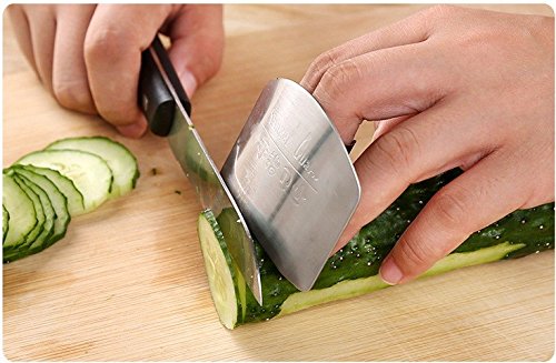 YUTIRITI 1 Pc Stainless Steel Finger Protector Hand Guard Kitchen Chopping Board Tool (Silver)