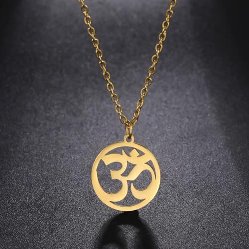 Women OM Necklace Indian Yoga Aum Om Ohm Pendant Necklace Stainless Steel Hindu Meditation Charm Sanskrit Symbol Spiritual Amulet Jewelry for Women Men3