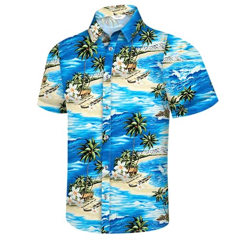 Image of Hawaiian Shirt for Men Tropical Shirts Summer Beach Button Down Short Sleeve Luau Aloha Floral Cruise Vacation Outfit 2026