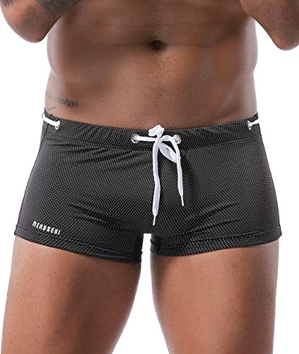 MIZOK Men's Swim Trunk Swimwear Quick Dry Bathing Suit Board Short Sexy Boxer Brief with Drawstring