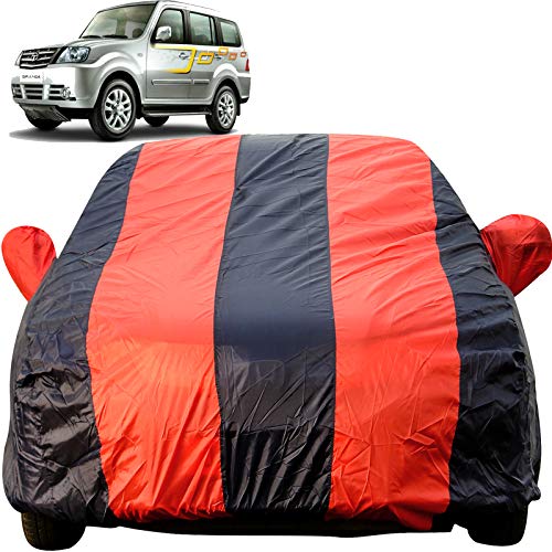 Image of Autofact Car Body Cover for Tata Sumo (Mirror Pocket, Premium Fabric, Triple Stiched, Fully Elastic, Red /Blue Color)