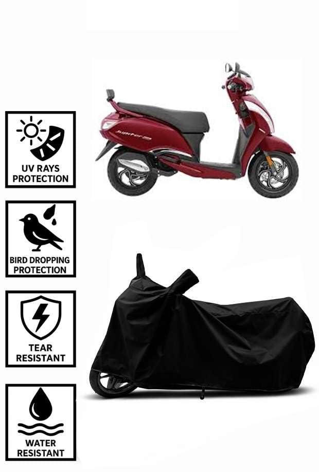 Image of Heavy Duty Waterproof Scooty & Bike Cover for Tvs Jupiter 125 - UV Resistant, Dustproof & Rain Protection, All-Weather Outdoor Cover for Bikes & Scooty with Buckle Straps