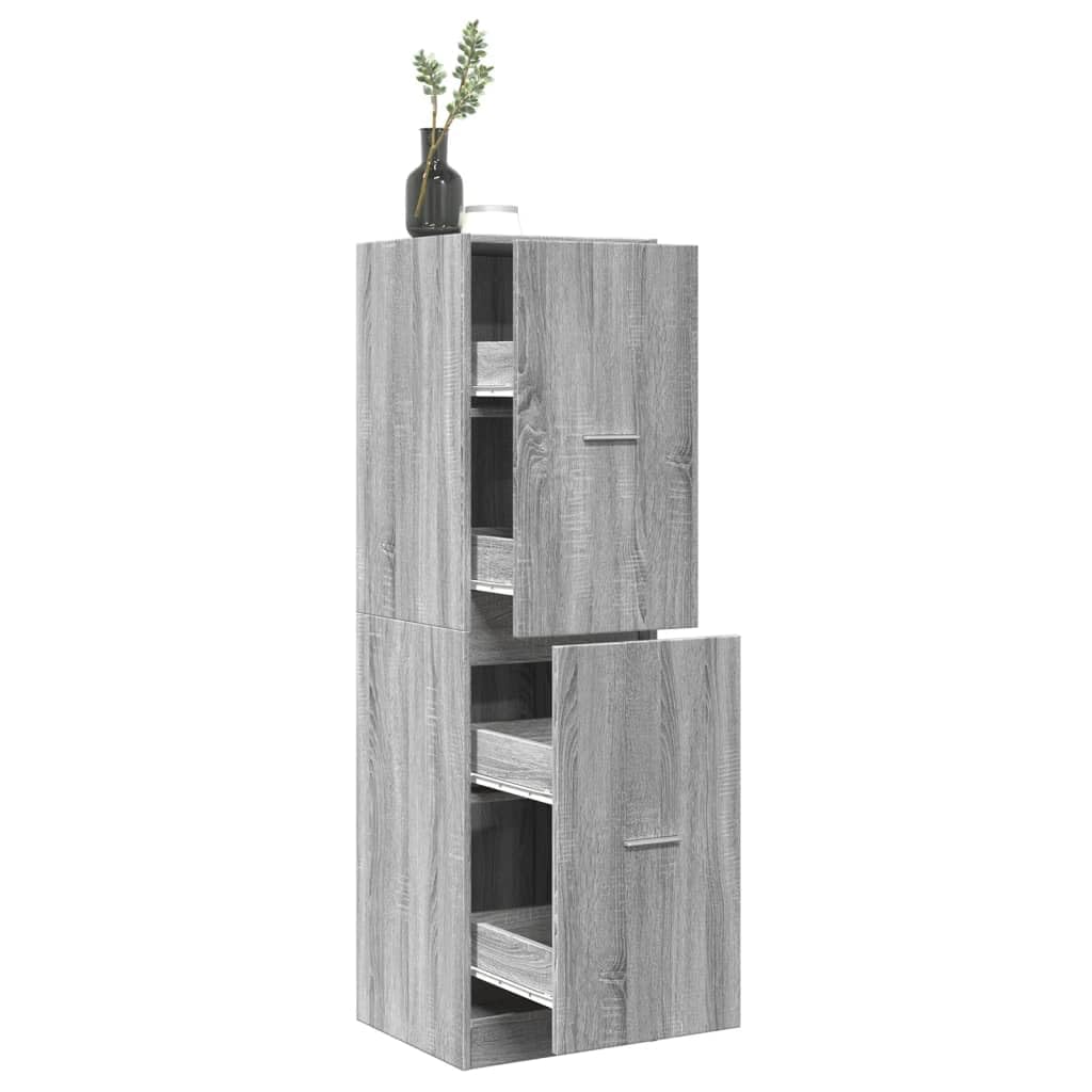 Szafka apteczna Sonoma szara materiał drewnopochodny, 40 x 41 x 144,5 cm, z 4 szufladami i dużą ilością miejsca do przechowywania, do salonu, sypialni, biura, kuchni, przedpokoju i łazienki