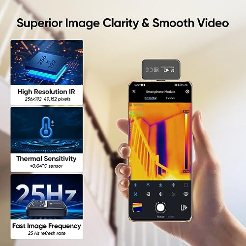 HIKMICRO Mini2 Thermal Imaging Camera for Android, 256 x 192 IR Resolution, 25Hz Refresh Rate, 50° Wide Angle, Infrared Thermal Imager 49,152 Pixels, -20°C to 350°C, USB-C,not for iphone - Image 2