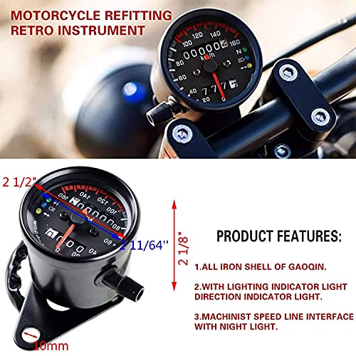 Image of Vagary Universal Motorcycle Dual Odometer Speedometer Gauge LED Background Light Analog Speedometer (Universal for Bike), Pack of 1, Black