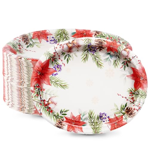 Tyzarglef 50 Count Christmas Oval Paper Plates, 10 Tyzarglef 50 Count Christmas Oval Paper Plates, 10