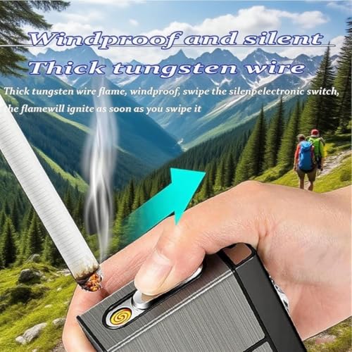 Encendedor 2 en 1 estuche para cigarrillos recargable USB miniatura 4