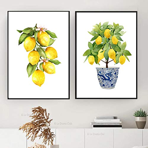 Peinture citron style saule bleu et blanc pour instaurer une ambiance zen dans votre salle a manger