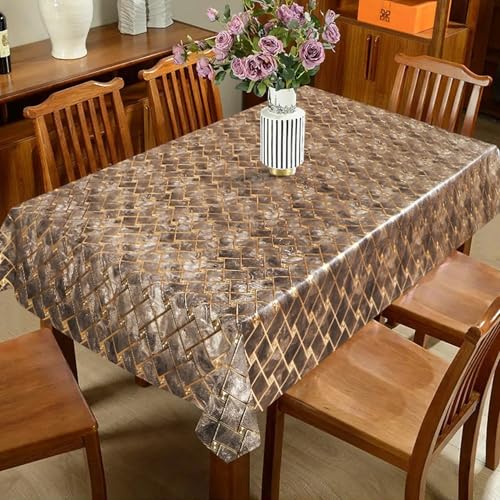 Image of Dakshya Industries PVC Waterproof Withoutlace Dining Table Cover (Size - 54X78 Inch) Rectangle 6 Seater Heat Rasistant, Singha A2