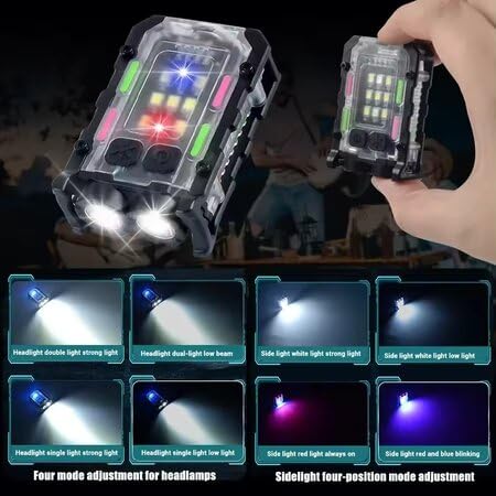 Image of Rechargeable Mini Keychain Flashlight, 500 Lumens COB Clip-on Pocket EDC Light, USB C Charging, 7 Modes with Warning Flash, Portable for Night Working, Camping, Hiking, Dog Walking, and Emergencies