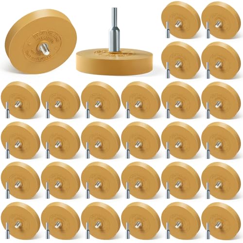 Image of 30 PCS Decal Remover Eraser Wheel Rubber Eraser Wheel Adhesive Remover Wheel for Cars Sticker Remover Tool Removes Pinstripe Stripe Vinyl Tape and Graphic